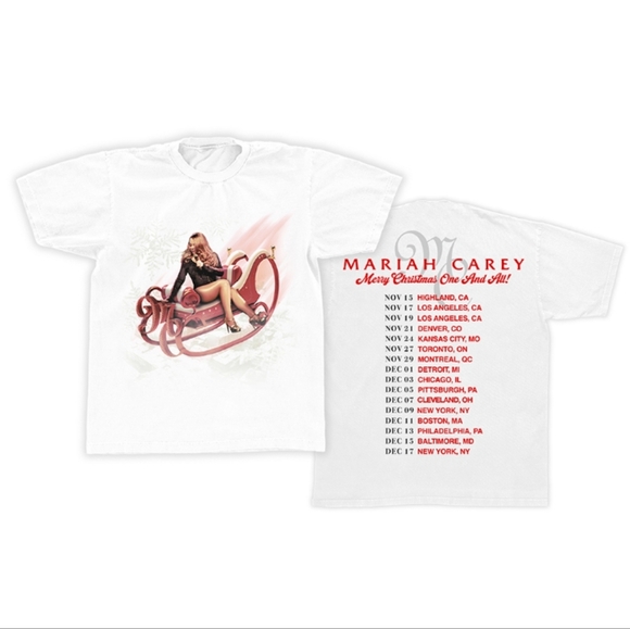 🆕 Mariah Carey Official Merry Christmas One & All Tour Sleigh T-Shirt, S, NWOT - Picture 2 of 12